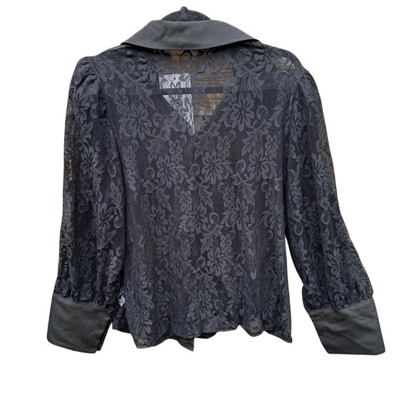 NWT New In Good State Womens Plus Size 1X Button Up Black Lace Blouse Top - Picture 2 of 5